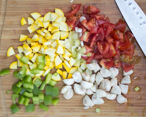 Chopped vegetables ready to cook with