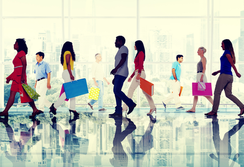 People walking indoors