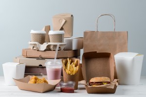 tons of boxes of pizza and burger food